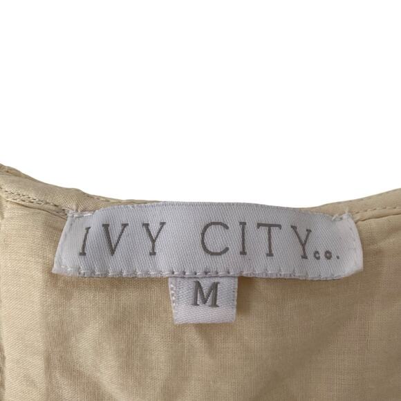 Ivy City Co Cream Ivory Eyelet Belted Maxi Dress size medium Bohemian - Picture 5 of 12